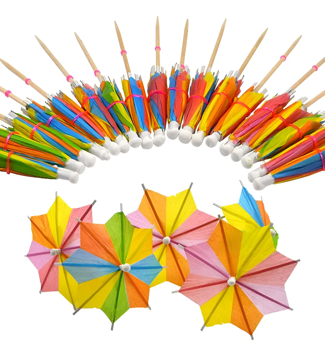 Palillos de Bambu 10cm sombrilla colores - Imagen 4