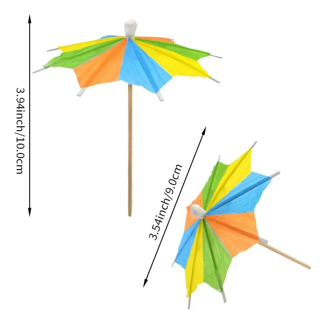 Palillos de Bambu 10cm sombrilla colores - Imagen 2