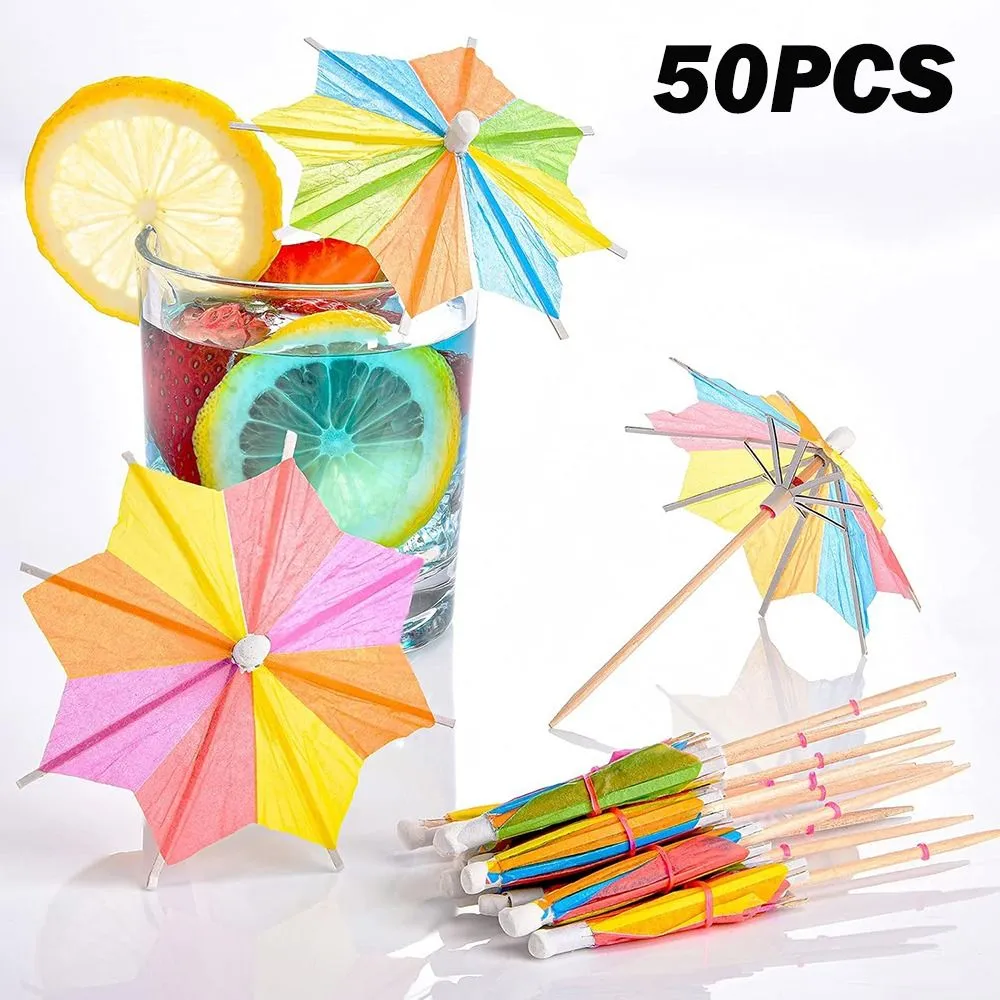 Palillos de Bambu 10cm sombrilla colores - Imagen 3