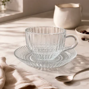 Caja taza con plato transparente 6x