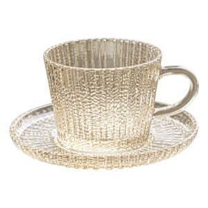 Caja taza con plato dorado 6x